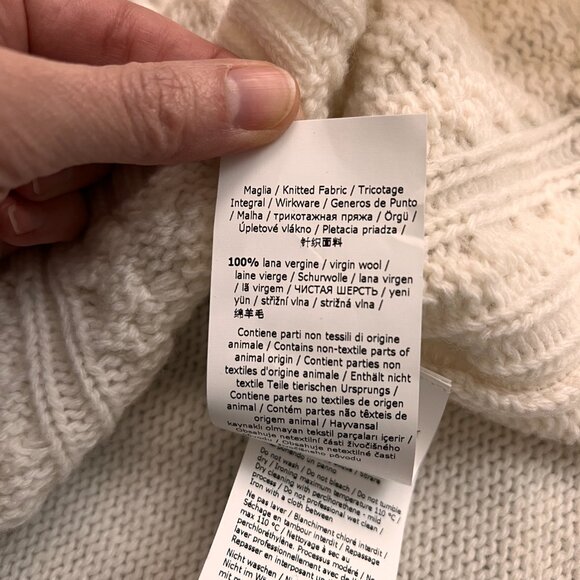 Weekend Max Mara Faiti Fringe Turtleneck Sweater Ivory Wool Oversized Sz XL - Picture 10 of 13